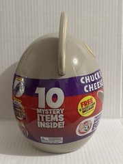 CHUCK E. CHEESE Mystery Surprise Egg Collectible ~ 10 Items Inside w/ E Ticket