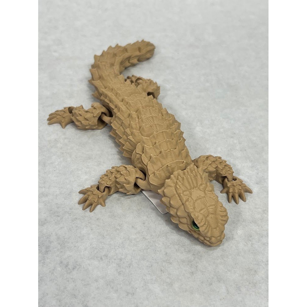 3D Printed Articulated Armadillo Lizard Flexible Reptile Toy Tan Fidget Figure