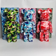 Camouflage Shark Bearbrick 400% Green Blue Red Four Colors 28cm Height Bear Doll
