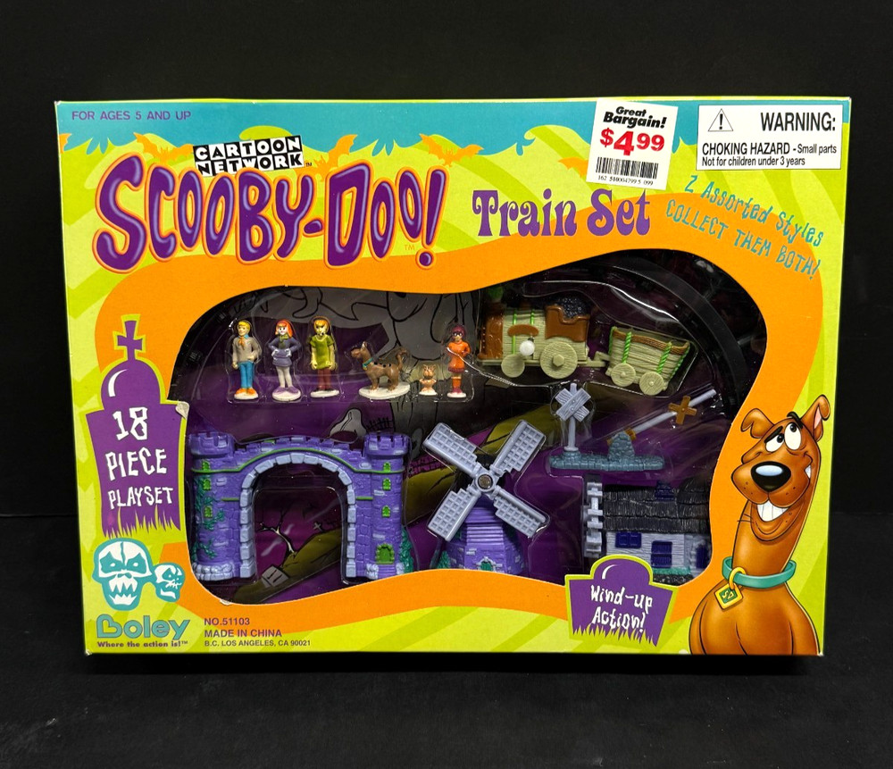 Vintage 1999 Scooby-Doo Toy Train Set Cartoon Network 18 Piece Set Boley 51103