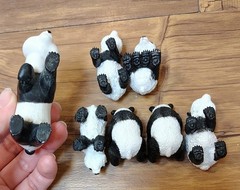 Eric Carle EC PVC 3” Panda Bear Figure Cake Topper, 6 Safari LTD Pandas Lot