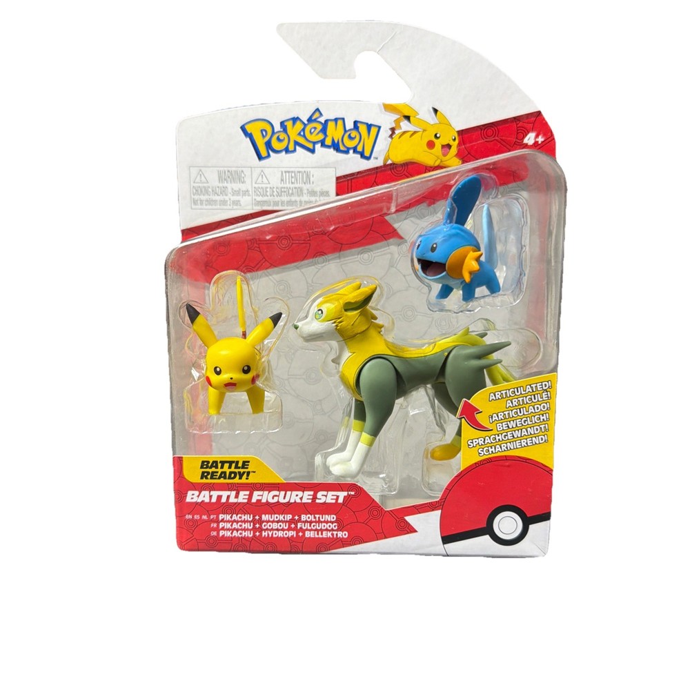 Pokemon PIKACHU MUDKIP & BOLTUND Battle Action Figure Set 2021 NEW NIP