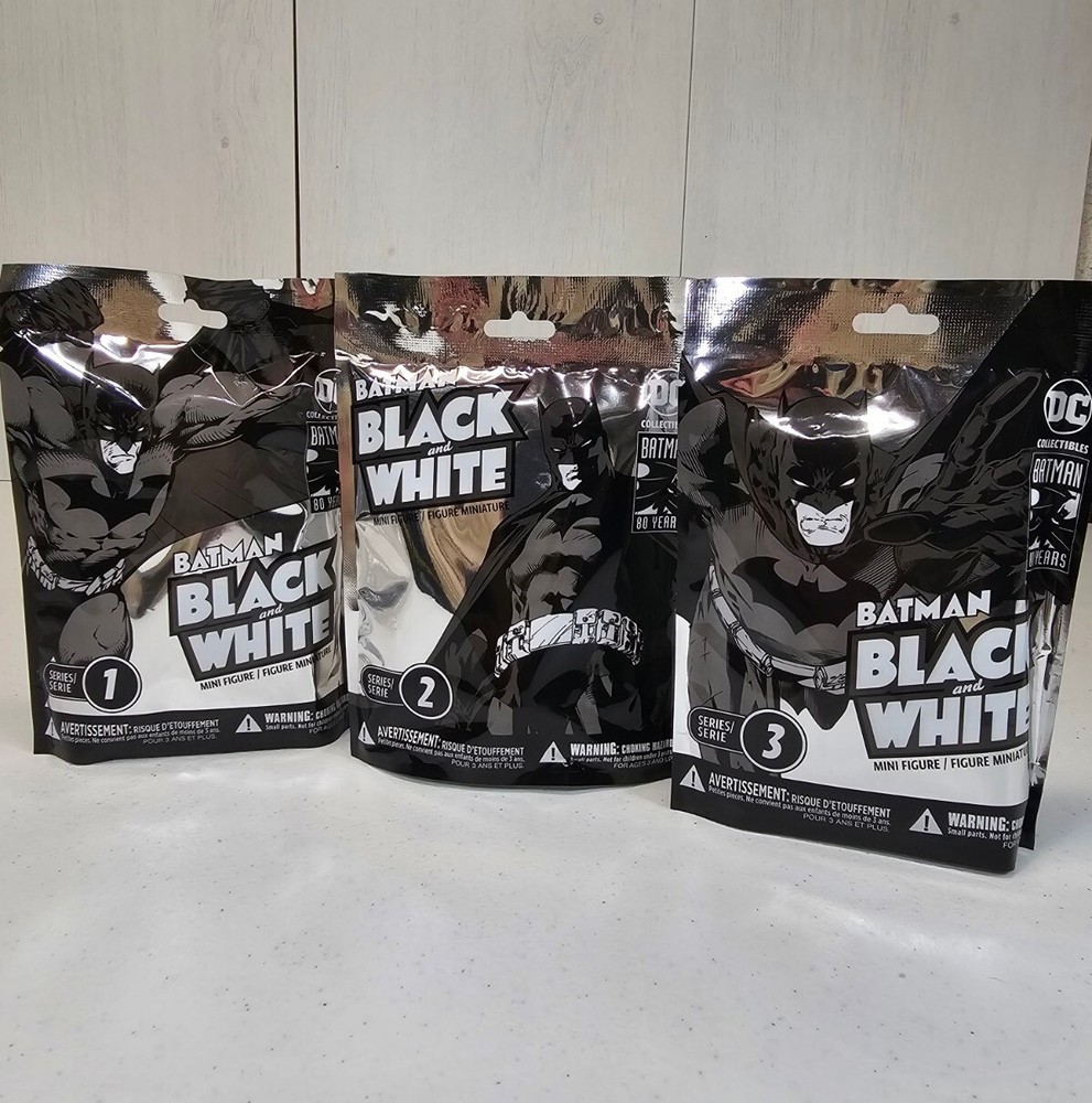Batman Black and White 3 Mini Figures Series 1, 2 & 3 – DC Collectibles 80 Years