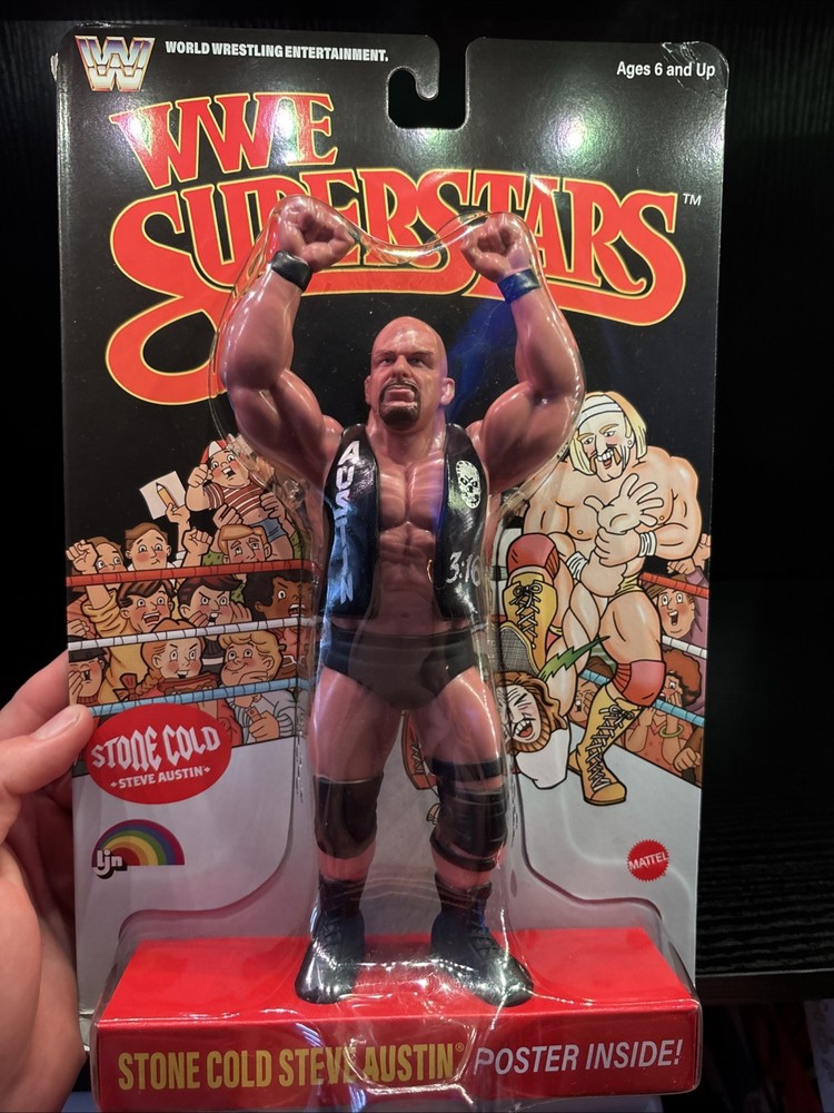 WWE Superstars LJN 8” Figure Stone Cold Steve Austin Black Card, CHASE.
