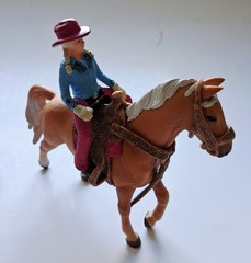 Girl At A Western Barrel Race Horse In Motion Saddle Plastic Toy Farm Animal