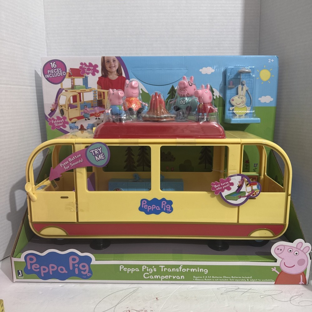 Peppa Pig Transforming Camper Van RV Playset w/ Sounds Tested – 99% Complete Set
