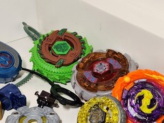Lot of Vintage Beyblades, Spinners, Launchers Parts Metal Plastic Rubber