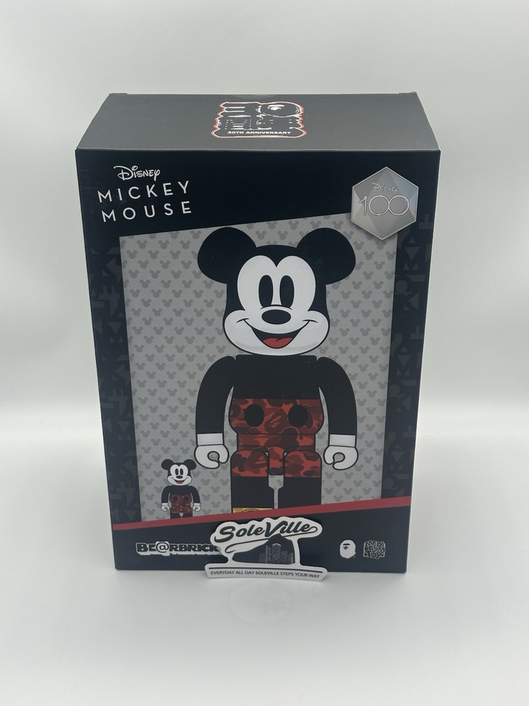 Medicom Toy Bearbrick Bape Camo Mickey Mouse ORIGINAL COLOR 400% & 100% Set US