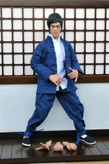 Stock Bruce Lee 1/6 Blue Long Sleeve Tang Suit Yip Man Kung Fu Clothes New