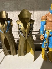 WWE Sin Cara Elite Entrance Coat X Two + Basic Figure Gold Blue Gold Black Cape