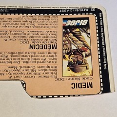 1984 Vintage G.I. JOE DOC French Canadian Bilingual English File Card Medic