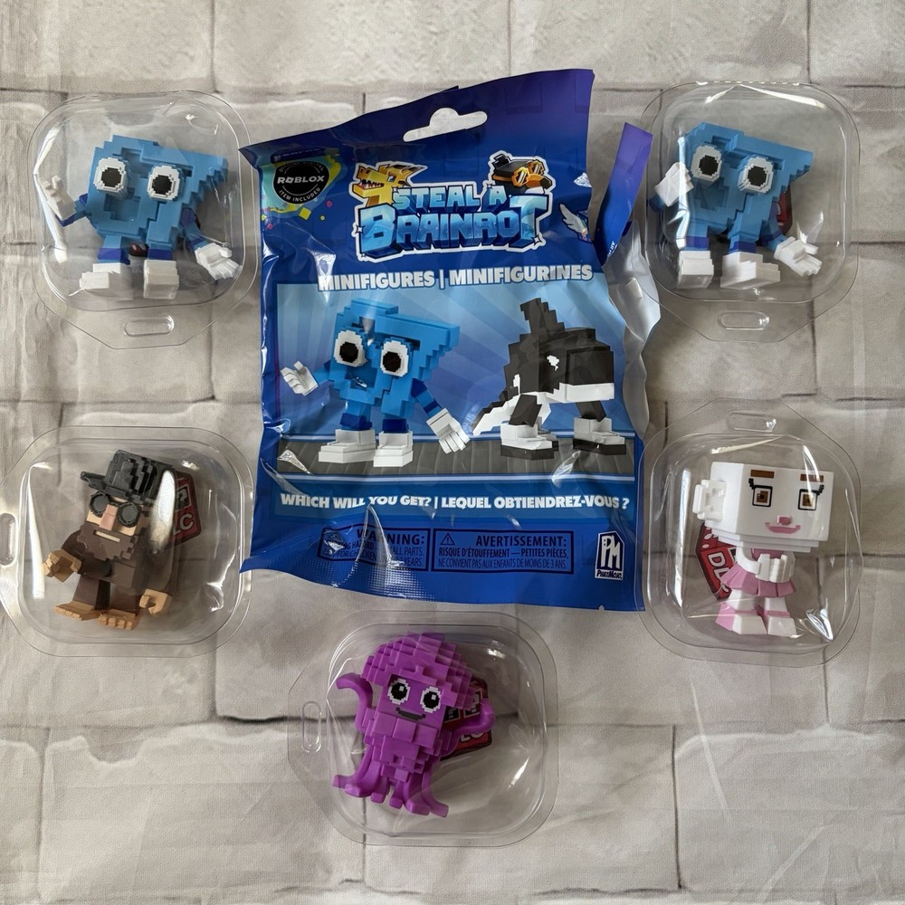 (5) Lot Of Steal a Brainrot Minifigures With DLC Codes inside Roblox