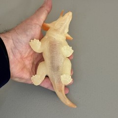 Vintage Opaque Orange Triceratops and Green Apatosaurus Dinosaur Toys