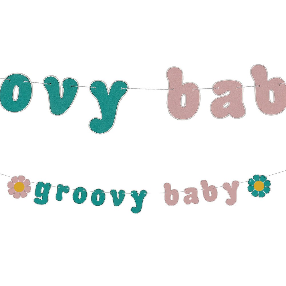 Groovy Baby Cardstock Banner, 7 Ft