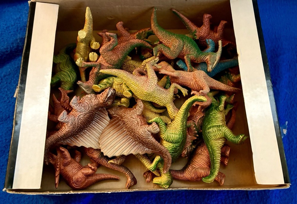 Display Box With 24 Boley Dinosaurs New Old Stock T-Rex & More