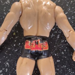 Wrestling Action Figure Plastic Collectible Beige Black Trunks Red Yellow Logo