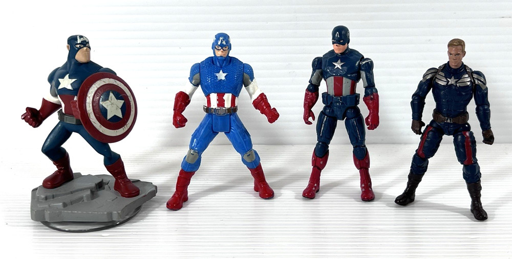 Lot of 4 Captain America 4″ Figures Hasbro Avengers MCU Marvel Disney Infinity