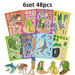 1-6Set Italian Brainrot Sticker Tung Tung Sahur Telalaero Telala Shark Fun Stick