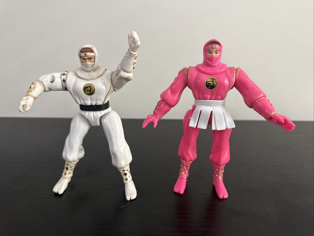 1995 Mighty Morphin Ninja Ranger Pink And White Action Figures Vintage