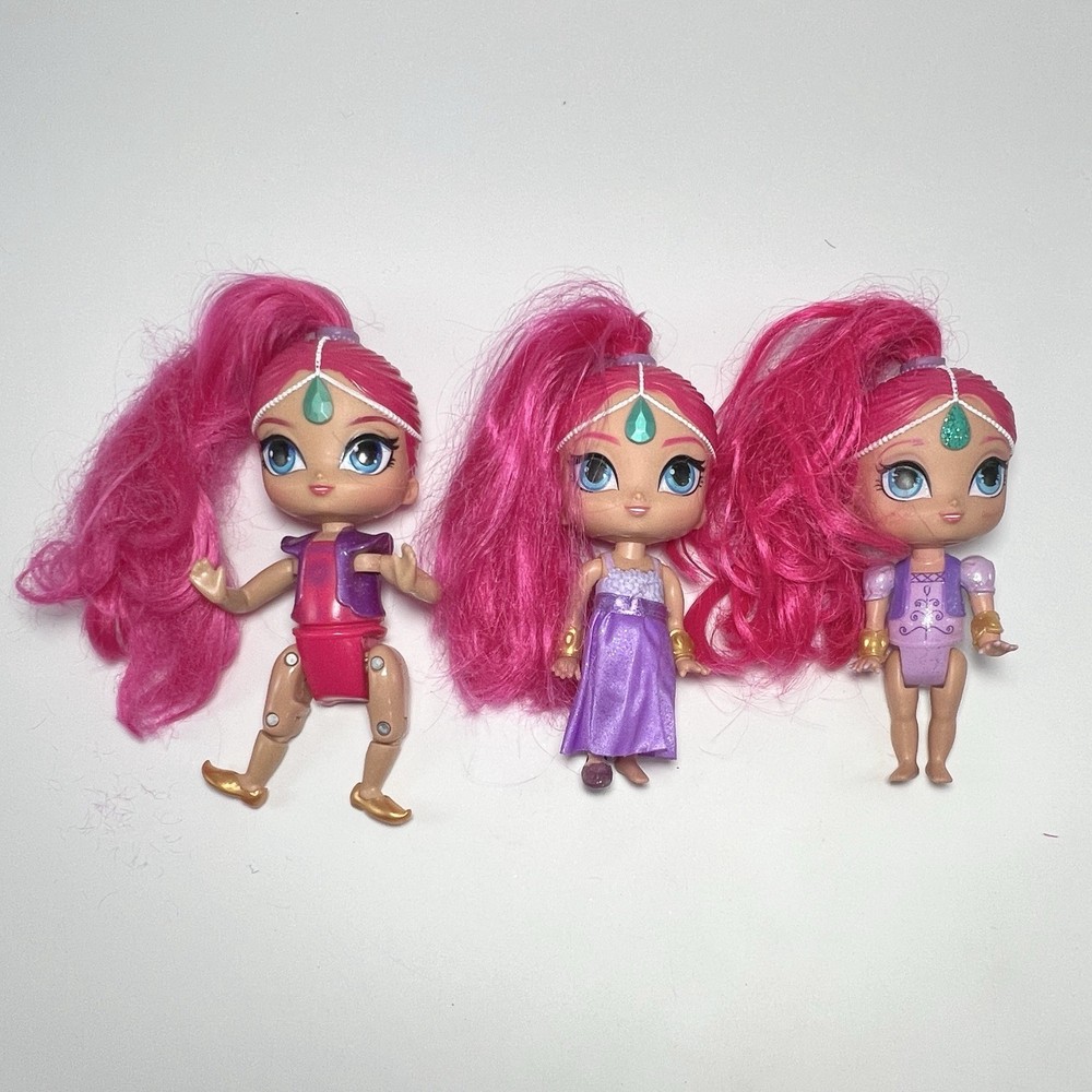 Shimmer And Shine Mattel Shimmer Genie Dolls Pink Hair Lot of 3
