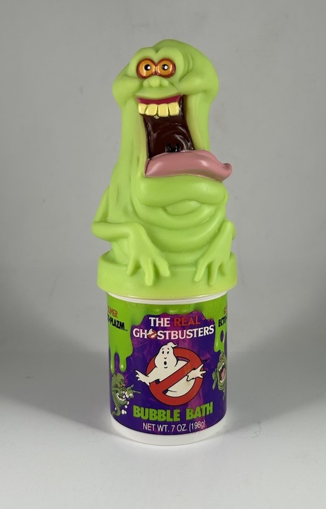 Vintage 1986 Real Ghostbusters Slimer Ecto Plazm Bubble Bath w/ Topper
