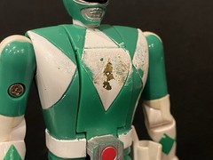 1993 Mighty Morphin Power Rangers Auto Morphin Red Green Figures Bandai Lot Of 3