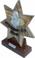 Holy Land Market Star of Bethlehem with Mother and Child Table Stand, Olive