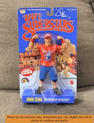 LJN WWE Wrestling Superstars John Cena Figure Blue Card Signed Target Exclusive