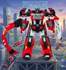 Authentic SAMG Metal Cardbot S BLASTRAIN & FLAMENOVA Transforming Robot Car Set