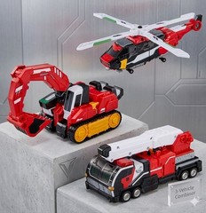 Authentic SAMG Metal Cardbot S BLASTRAIN & FLAMENOVA Transforming Robot Car Set