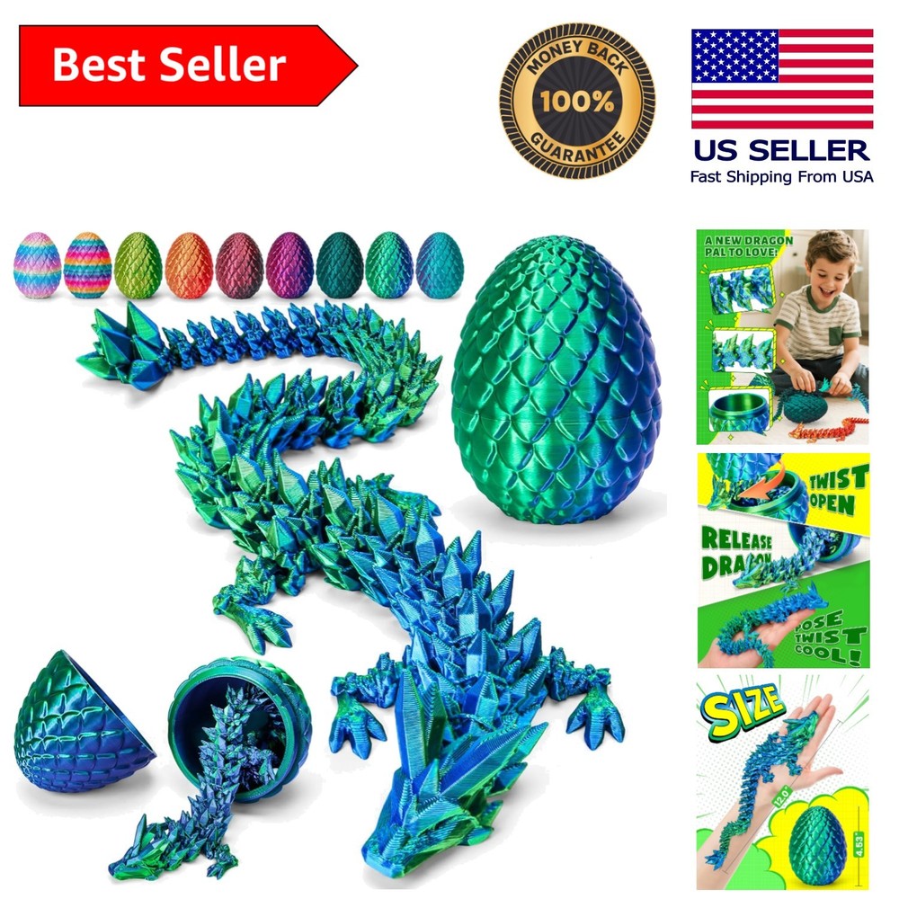 12-Inch Crystal Dragon Inside 4.53-Inch Egg – Perfect Interactive Toy for Kids