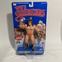WWE LJN MATTEL SUPERSTARS ULTIMATE WARRIOR 8 IN ACTION FIGURE BLACK & BLUE CARDS
