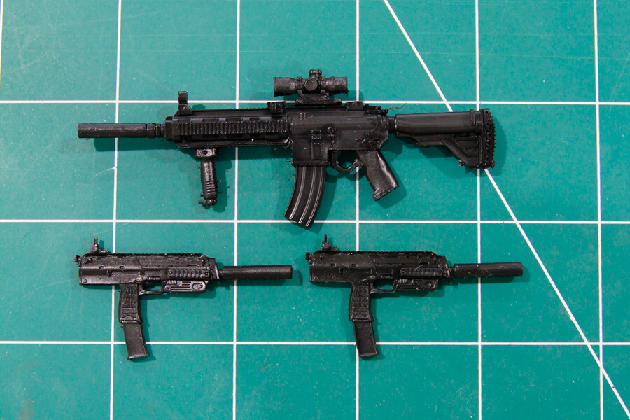 Custom Arsenal pack resin black cast 1:12 sub machine gun rifle