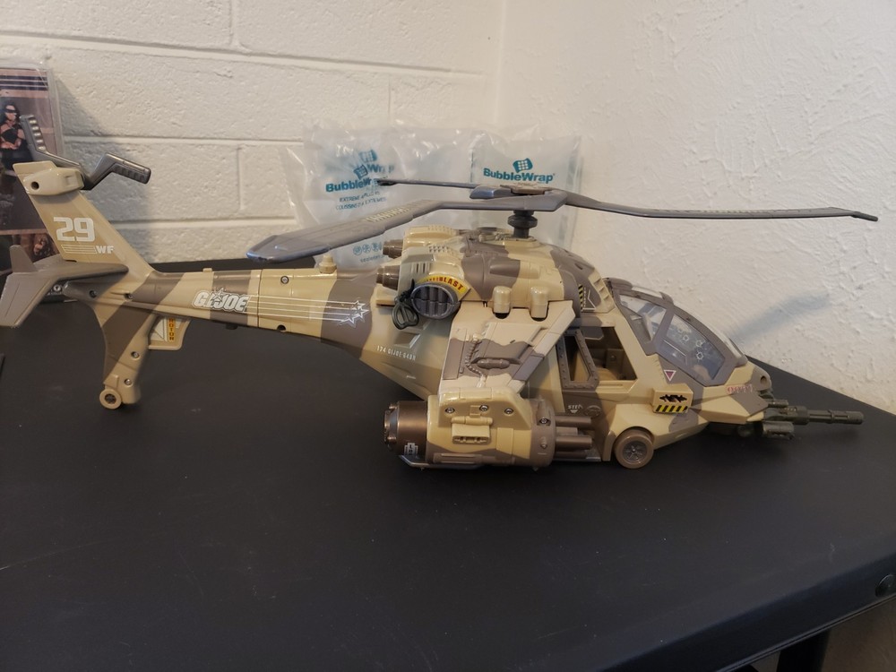 GI Joe Night Attack Chopper Helicopter Desert Camo 2002 Hasbro WORKS *READ*