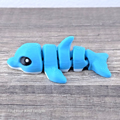 Dolphin Hatchling 3D Printed Articulated Flexi Fidget Toy- Stocking Stuffer Gift