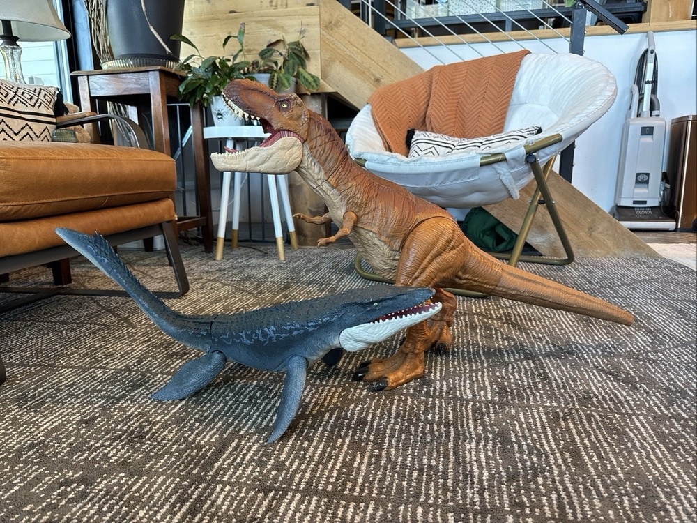 Jurassic World Park 41″ Super Colossal T REX & Mosasaurus Dinosaur SET *READ*