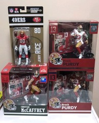 McFarlane 49ers – 4 Figure Lot : Jerry Rice Brock Purdy Christian McCaffrey