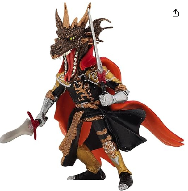 Papo Medieval Black Dragon Head Warrior Action Figure Fantasy SEALED NEW NIB