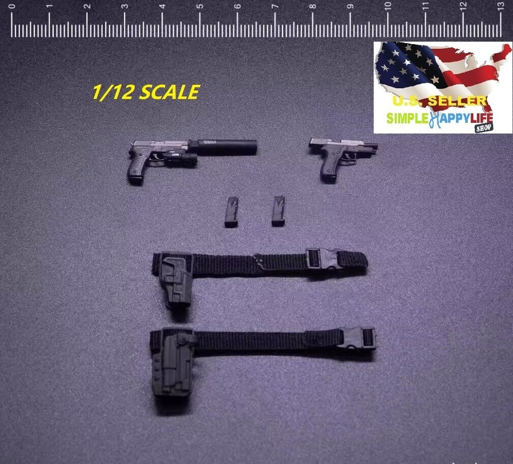 1/12 Scale Pistol + leg Holster accessories for 6” Figures WM-02 P226 ❶USA❶