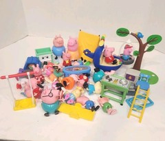 Lot Of 40 Peppa Pig Figures Accessories Helicopter TV Table Grill Tent Playgound