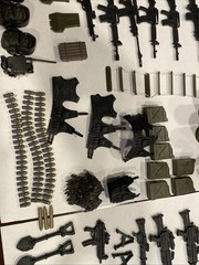 Lot Of Over 120 Accessories Guns Weapons Black Sizes Varies Small Pieces