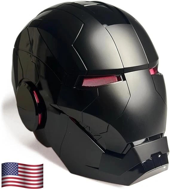1:1 Matte Black Iron Man MK5 Helmet Electronic Open/Close Voice Control Cosplay