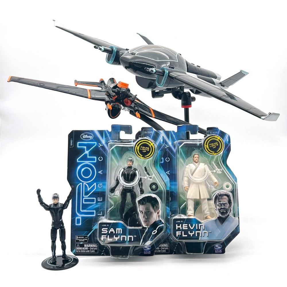 Disney TRON Legacy Spin Master 2010 3-Man & One-Man Light Jet Toy Figure Lot
