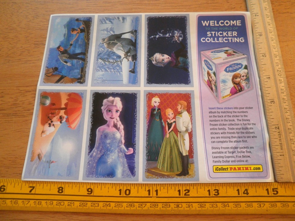Panini Disney Frozen promotional sticker sheet Elsa Olaf Anna set of 6