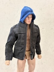 MO-HDJK-PNBK: 1/12 Black Hoodie Zipper Jacket for 6″ Medium to Slim Figure