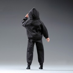 USA 1/12 Black Hoodie Pants Trousers Clothes For 6″ Male TBL Action Figure Body