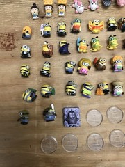 Despicable Me Mineez toy Lot 45 Figures 8 Stands 1 Metal Tin