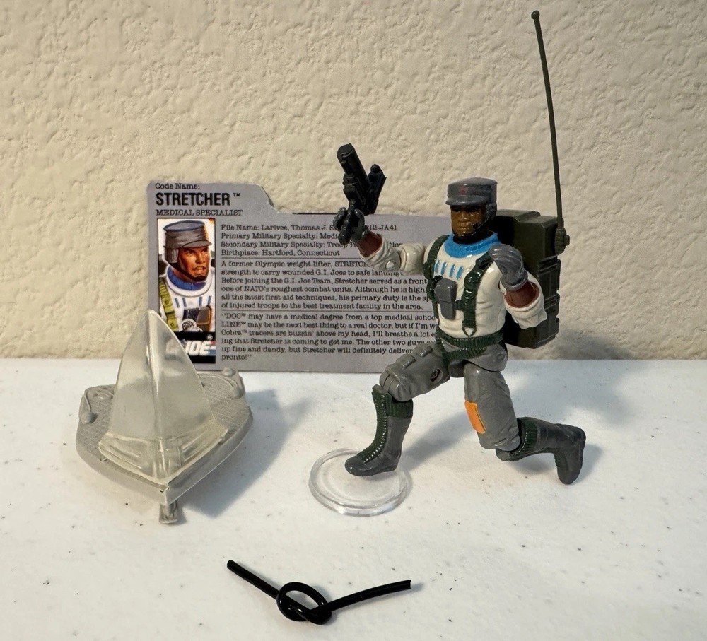GI Joe 1990 Stretcher Medical Specialist Action Figure File Card Almost Complete