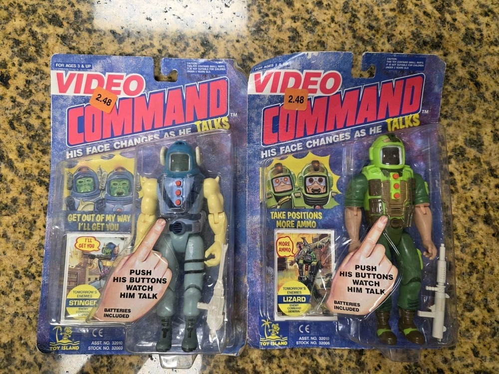 Sealed Video Command Action Figures – Stinger & Lizard – 1992 Toy Island