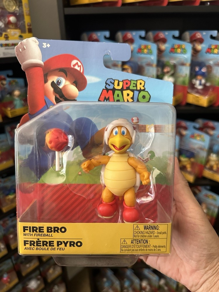 *FREE SHIP* 4″ FIRE BRO Super Mario World of Nintendo Jakks ~RARE PACKAGING~